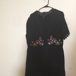Black Embroidered Lace Duster 1X Forever 21